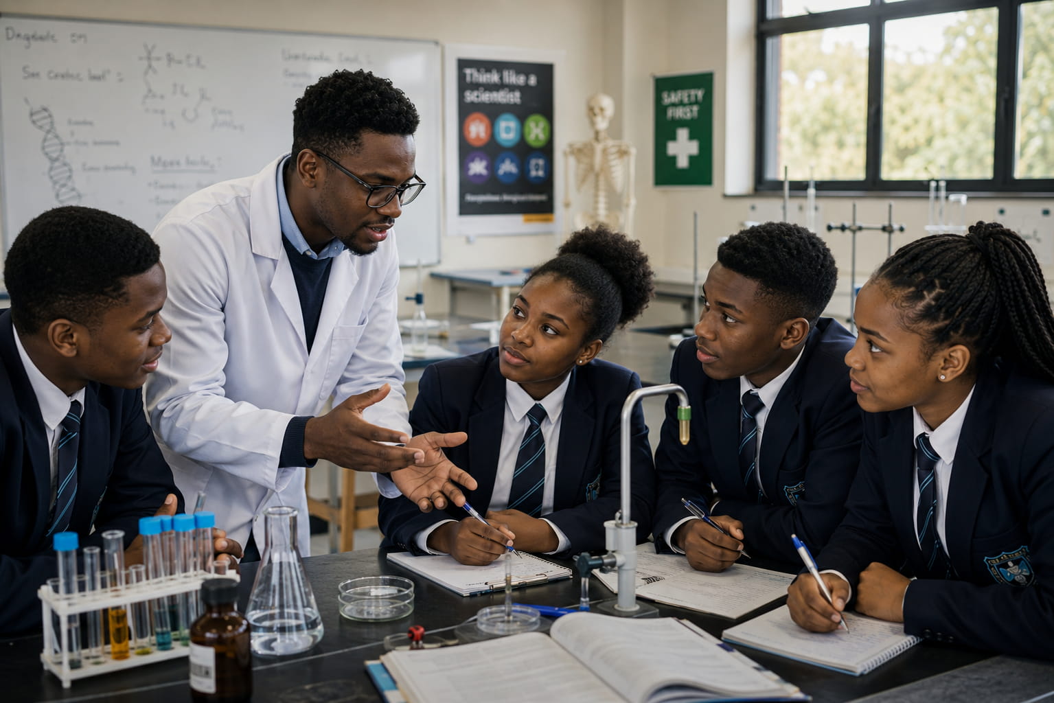 Mentor helping a high school learner
