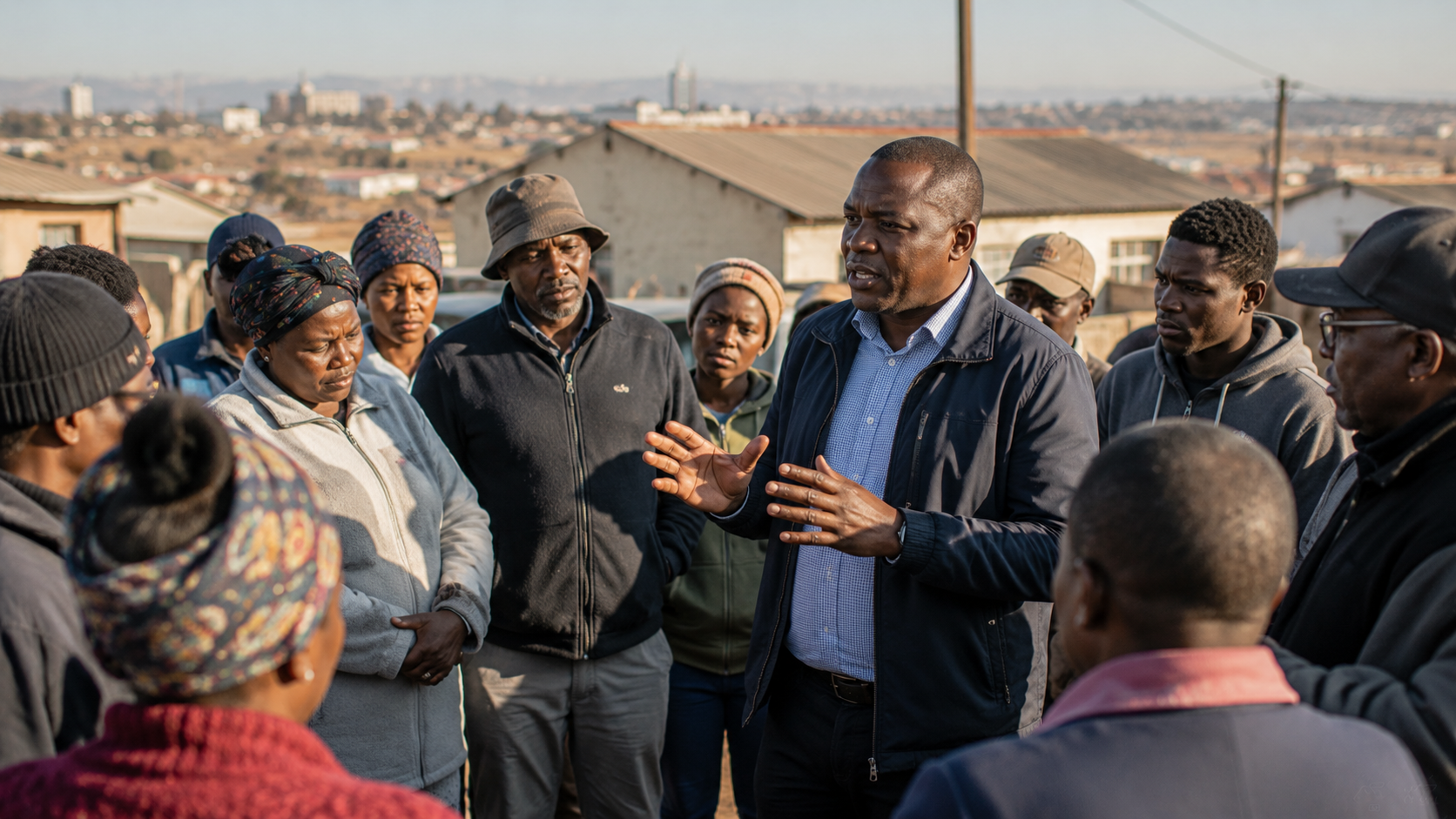 Community leader addressing residents